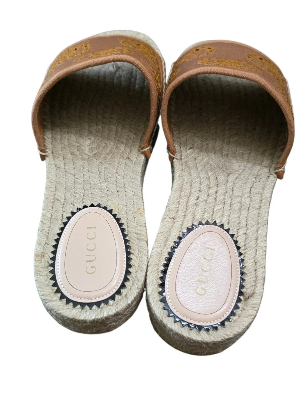 Gucci Embroidered Espadrille Platform Slides